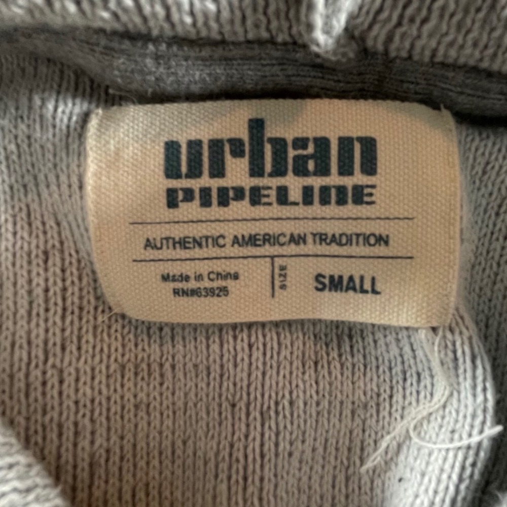 Urban Pipeline Mens Grey Striped Knit Hoodie Sweater Size Small - Picture 3 of 6